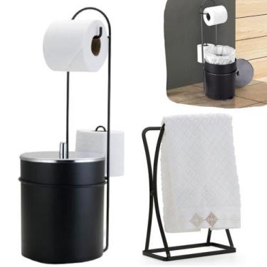 Imagem de Porta Papel Higienico de Chao Lixeira Banheiro Com Suporte Lavabo Luxo