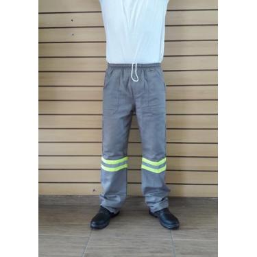 Imagem de Calça de brim com faixa refletiva para trabalho profissional cinza  - 