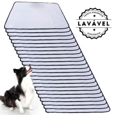 Imagem de Kit com 24 Fraldas de Câes p/Chão 100x70 Branco com borda Preta 200 La