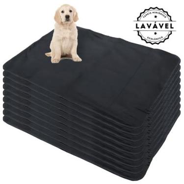 Imagem de Kit com 9 Fraldas de Câes p/Chão 100x70 Preto 200 Lavagens - Alta Abso