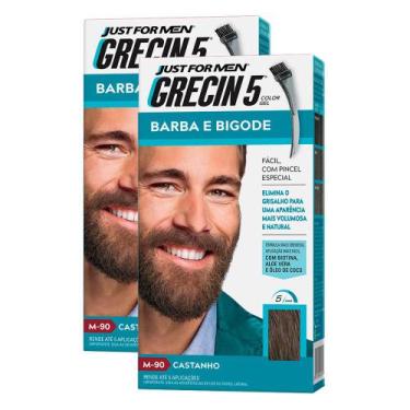 Imagem de Kit 2 Grecin 5 Barba e Bigode Gel Tonalizante Castanho