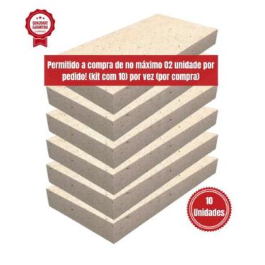 Imagem de 10 Tijolo Refratário 23x11,4x2cm Plaqueta Churrasqueira - LAURINDOS