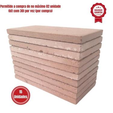 Imagem de 15 Tijolo Refratário Churrasqueira 11,5X22,5X1,5cm Plaqueta - LAURINDO