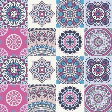 Imagem de Adesivo de Azulejo - Ladrilho Hidráulico - 10cm x 10cm - 16un - 389Azp