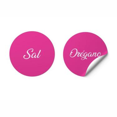 Imagem de Adesivo Porta Temperos Mantimentos Impermeável Rosa Branco - Micro Ofi