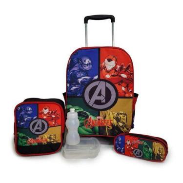 Imagem de Mochila Vengadores Infantil E Carrinho Escolar Reforçado Kit - JM cria