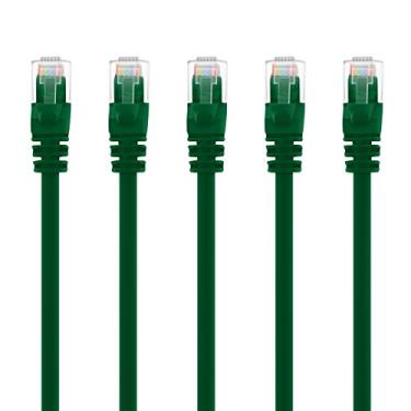 Imagem de GearIT Pacote com 5, cabo de conexão Ethernet Cat5e de 4,5 m – Cabo de rede LAN para computador RJ45 Snagless, verde – Compatível com 5 portas switch POE 5 portas Gigabit