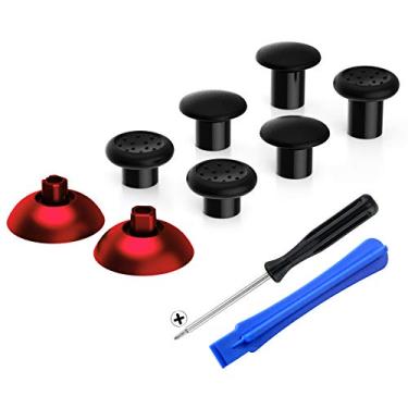 Imagem de eXtremeRate ThumbsGear – joystick ergonômico intercambiável para controle Playstation 4 PS4 Slim PS4 Pro com 3 alturas abobadadas e garras côncavas ajustáveis – Cromado vermelho e preto