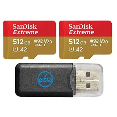 Imagem de Cartão de memória SanDisk MicroSD 512GB Extreme (pacote com 2) Funciona com câmera de ação GoPro Hero11 preta e Hero11 preta Mini (SDSQXAV-512G-GN6MN) Pacote com 1 leitor de cartão Everything But