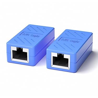 Imagem de RuiPuo Acoplador RJ45 adaptador extensor de cabo Ethernet conector LAN acoplador em linha fêmea para fêmea acoplador de linha para cabo Ethernet Cat5/Cat5e/Cat6/Cat7 (pacote com 2)