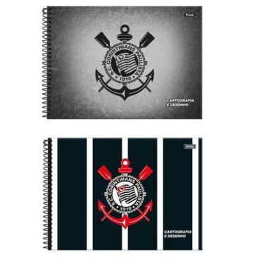 Imagem de Kit C/ 2 Caderno De Desenho Corinthians Capa Dura 80 Fls - Foroni