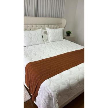 Imagem de Peseira Manta Trança Tricot Cama Queen 230x60cm Madrid - Calu Tricot, 