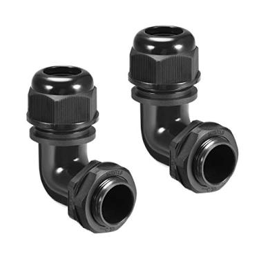 Imagem de uxcell Prensa-cabos M25, 90 graus à prova d'água IP68 Junta de nylon ajustável para fio de cabo de 13 mm-18 mm de diâmetro, 2 peças