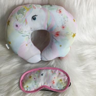 Imagem de Almofada Para Pescoço Com Máscara de Dormir Viagem Descanso Macio Esta