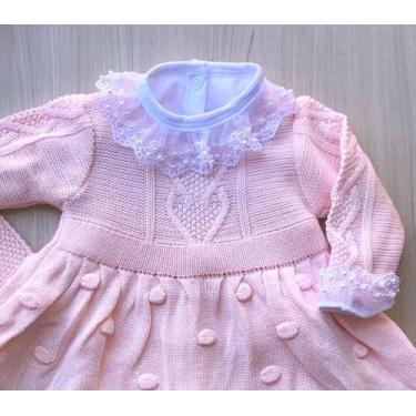 Imagem de Saída de maternidade de menina vestido pipoca em tricot 4 peças - Dinh