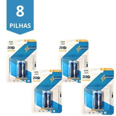 Imagem de Kit 8 Unidades Pilha Palito Alcalina Aaa Proeletronic Cartela 3a