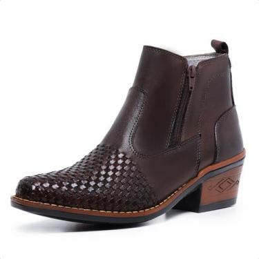 Imagem de Botina Masculina Country Texana Trice Com Ziper Couro - JNA Shoes, Caf