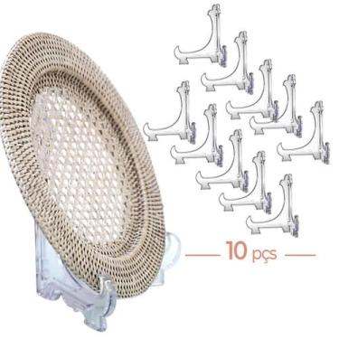 Imagem de Kit 12 Peças Suporte P/ Pratos Acrílico Transparente 12,5cm