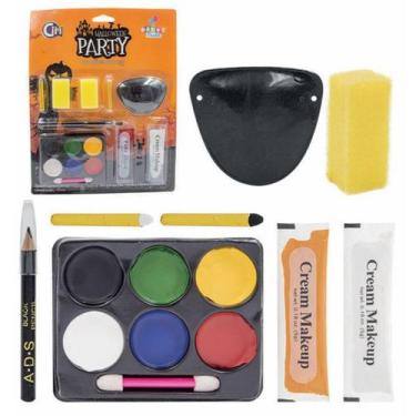 Imagem de Kit Maquiagem de Halloween com 10 peças com Tapa Olho Colorida Fantasi