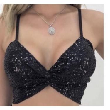 Imagem de Cropped modelo Paetê com brilho alcinha - M k shop, Brilho, único 