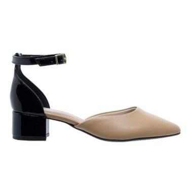 Imagem de Sapato Beira Rio Salto Baixo Feminino Scarpin 4182.204 Nude, 36, Preto