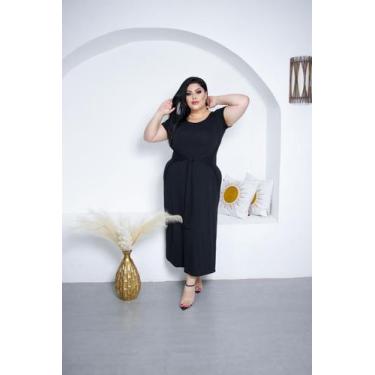 Imagem de Vestido Plus Size Longo Amarração Cintura - luh may, Preto, G
