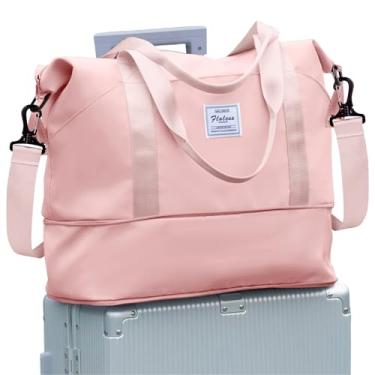 Imagem de Bolsa esportiva de viagem, bolsa esportiva, bolsa de ginástica, bolsa de ombro para noite de fim de semana para mulheres, A - rosa - expansível, Grande