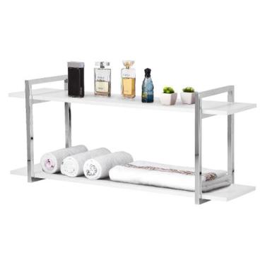 Imagem de Nicho Banheiro Cromado Com Prateleiras Branco 60cm - HomeDecor