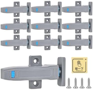 Imagem de Ferragens de armário com trava de porta de empurrar para abrir, pacote com 10 travas de empurrar para abrir, fecho de gaveta de trailer não magnético para hardware de porta de armário resistente Doo