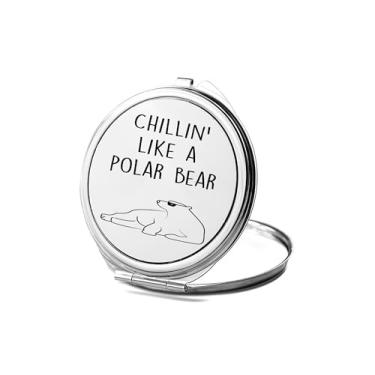Imagem de SpreadPassion Espelho compacto de urso polar, presentes de urso polar, espelho fotográfico frio como um urso polar, espelho de maquiagem de viagem pequeno espelho portátil, espelho de bolso portátil,