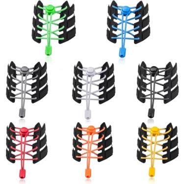 Imagem de UPINS Cadarço de sapato, cadarço elástico, sem amarrar, ajustável, de borracha, para crianças e adultos, Multicor, 41 inch