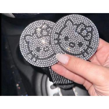 Imagem de Suporte de copo ultra brilhante extra gelo decoração carro pacote com 2 capas brilhantes de proteção e luxo (gato prateado)