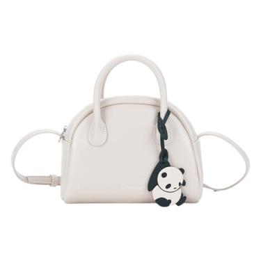 Imagem de LA'FESTIN Bolsa de couro com alça superior para mulheres: bolsa pequena com alça ajustável, bolsa transversal leve com decoração, Branco, 7.48"L x 2.95"W x 5.71"L