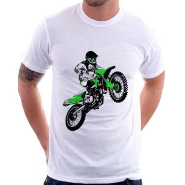Imagem de Camiseta Motocross Jump Verde - Foca na Moda, Branco, P