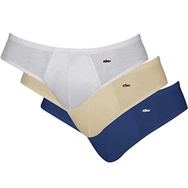 Imagem de Kit c/ 3 Cuecas Zorba Slip Algodão 791 Branco/Bege/Marinho - GG