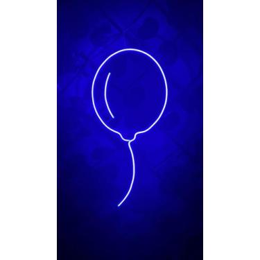 Imagem de Painel Led Neon Balão Azul P/Decoração Aniversário 57CM - Comercial Lu