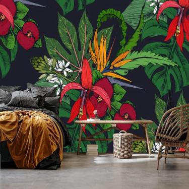 Imagem de Lcythiazole Papel de parede floral de tamanho personalizável - Papel de parede feminino, papel de parede boho removível para quarto, banheiro, sala de jantar