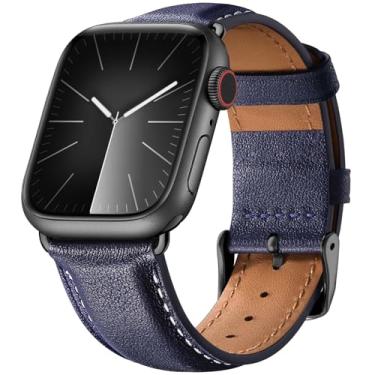 Imagem de IMIVIO Pulseiras de couro compatíveis com Apple Watch séries 10, 9, 8, 7, 6, 5, 4, 3, 2 e 1 Ultra2 SE de 40 mm, 42 mm, 44 mm, 45 mm, 46 mm, 49 mm, vintage