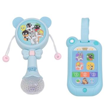 Imagem de Kit Celular Interativo Com Som e Luz + Chocalho Bate Bate Looney Tunes