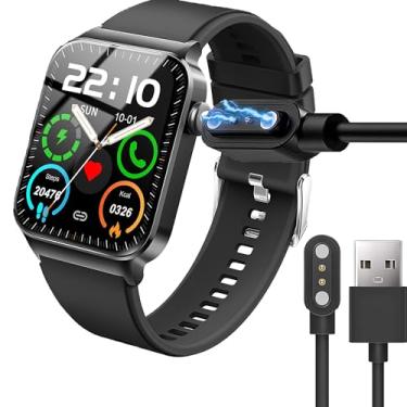 Imagem de Lamshaw Compatível com carregador Uaue Smart Watch, carregador de substituição de cabo de carregamento USB magnético compatível com Donerton T50S T50H Smartwatch/Uaue T50S 4,7 cm (Preto)
