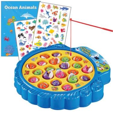 Imagem de Jogo de pesca Conjunto de jogos de pesca Haktoys com 21 peixes e 4 var