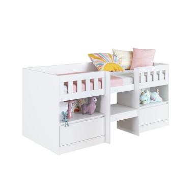 Imagem de Cama Multifuncional Infantil Solteiro com 2 Portas 2 Nichos CI6080 78x188cm Branco - Art In Móveis