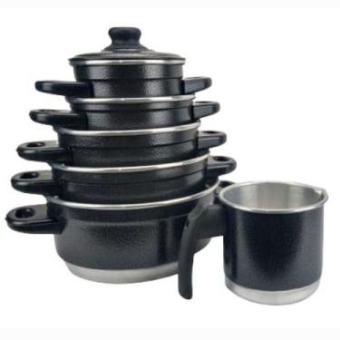 Imagem de Jogo De Panelas Preto Com Caneco 12 Em Alumínio 6 Peças - Multi Alumin