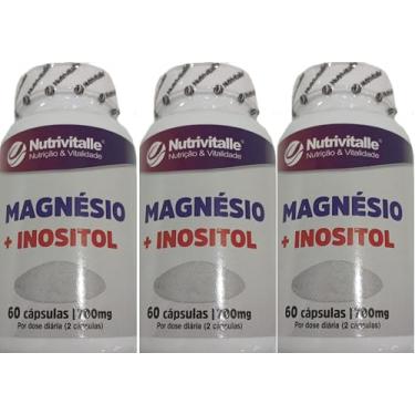 Imagem de Magnésio + Inositol 60 Cápsulas 700mg Nutrivitalle Kit 3 unidades
