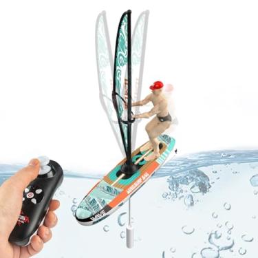 Imagem de Barcos de brinquedo para controle de água controle remoto, RC Boat - Brinquedos da piscina para crianças - Com luzes LED, 2,4 GHz navegando para aventuras ao ar livre, pesca por lago divertido no
