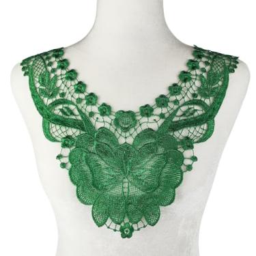 Imagem de Carytalee 2 peças de apliques de renda verde com apliques de flores costurados no acabamento do bordado para costura, artesanato, roupas, vestido de casamento, decoração, 35 x 39 cm