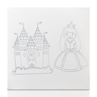 Imagem de Tela De Pintura Riscada, 30cm X 30cm, Desenho: Castelo - Souza & Cia (Ref: 8159)