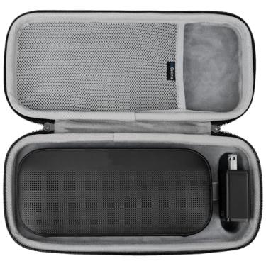 Imagem de Geekria Capa protetora para alto-falante Shield compatível com Bose SoundLink Flex, capa rígida de substituição, bolsa protetora para alto-falante portátil com armazenamento de cabos (cinza escuro)