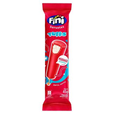 Imagem de Picolé Morango Azedinho e Nata Fini Tubes 45g Cremoso