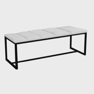 Imagem de Calçadeira Industrial Carla 100cm Solteiro Quarto Box Cama Ferro Preto Sintético Branco - Ahz Móveis